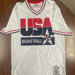 Mitchell & Ness  Patrick Ewing White USA Basketball with Red and Blue Accents